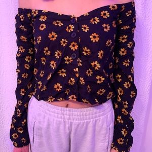 RVCA SUNFLOWER OFF THE SHOULDER TOP